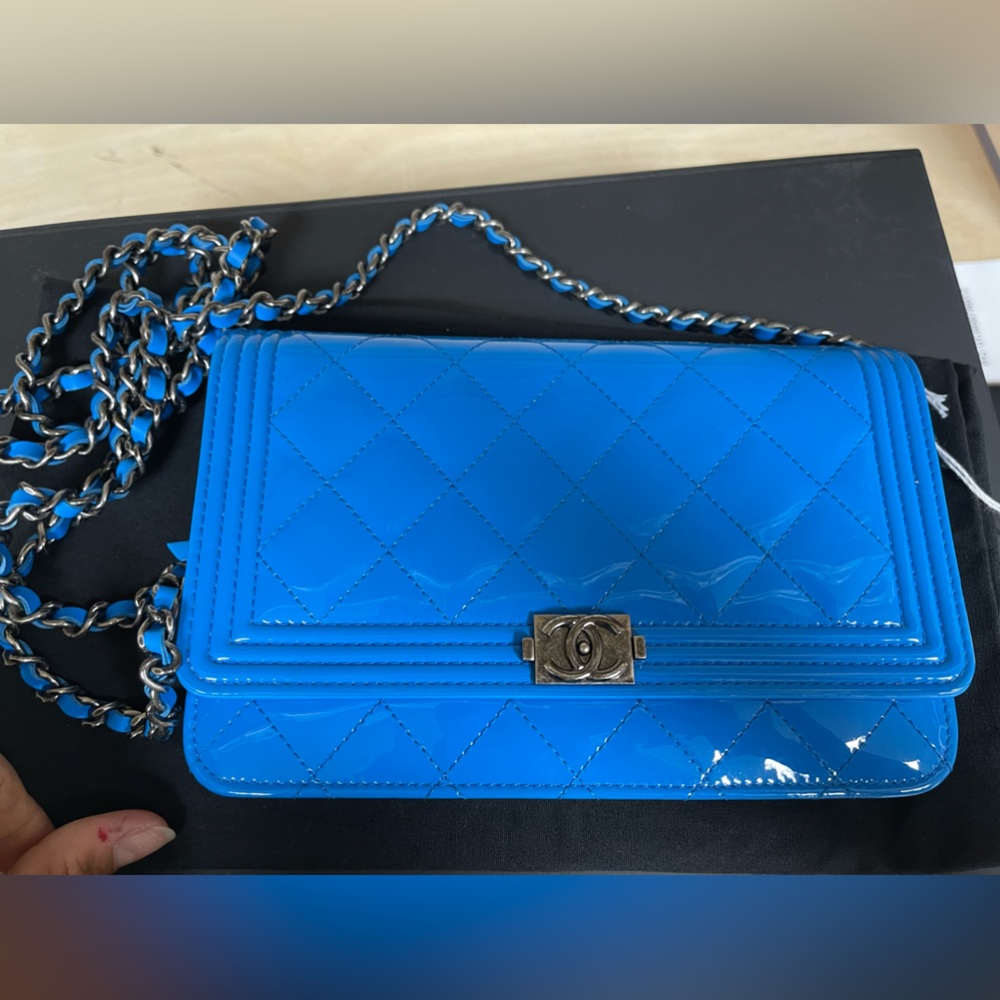 Chanel WOC Blue patent